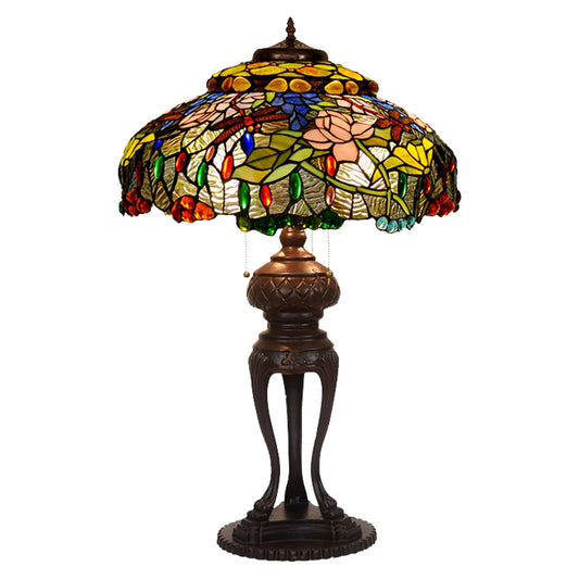 Tiffany Stil Tischlampe Glasmalerei Kupfer Nachttischlampe Dekorativ Warm Licht Schlafzimmer Wohnzimmer Arbeitszimmer Lampe