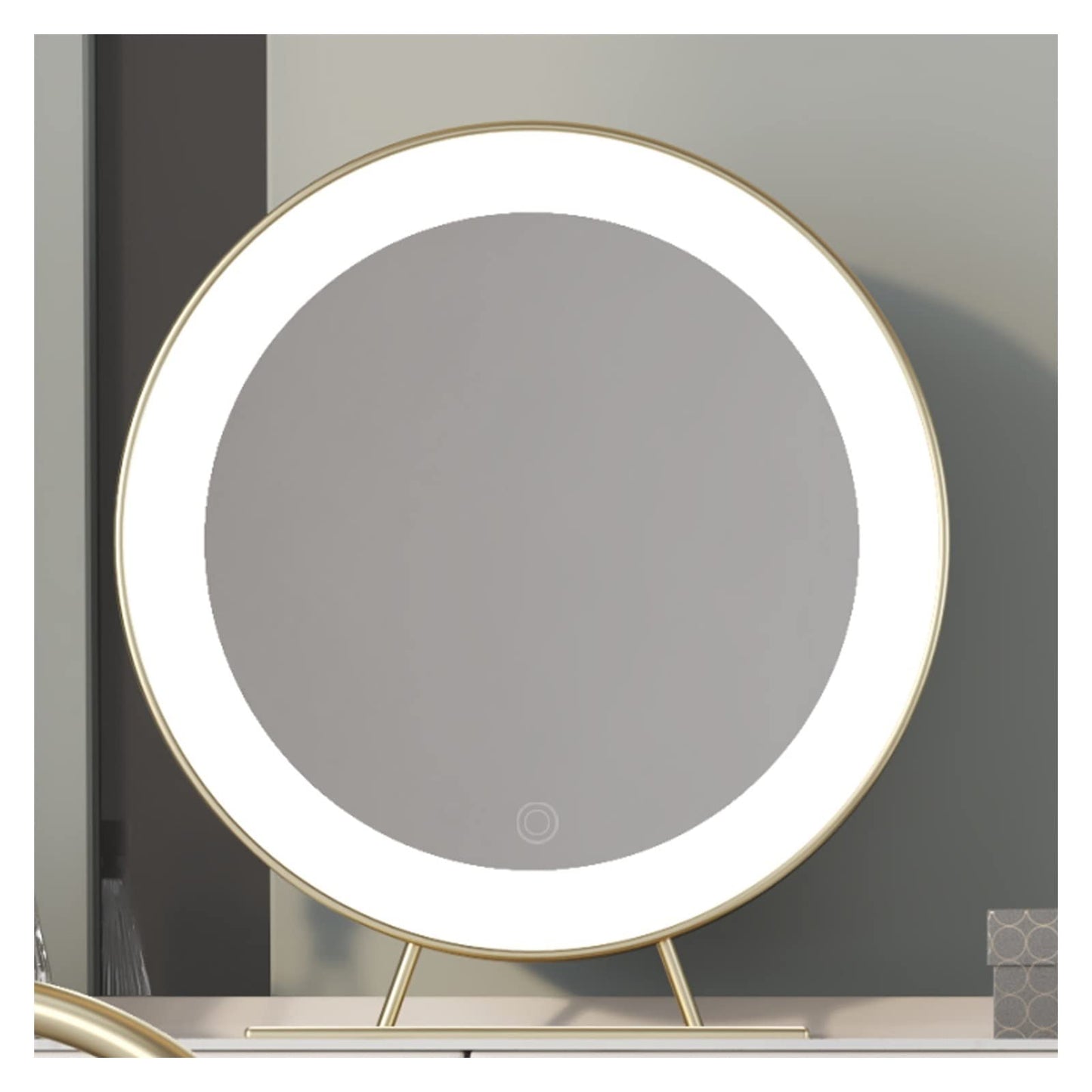 Modernes Schminktisch Set Holz Kommode Steinplatte LED Lampe Ausziehbarer Schreibtisch Schlafzimmer Möbel Set Groß mit Stuhl