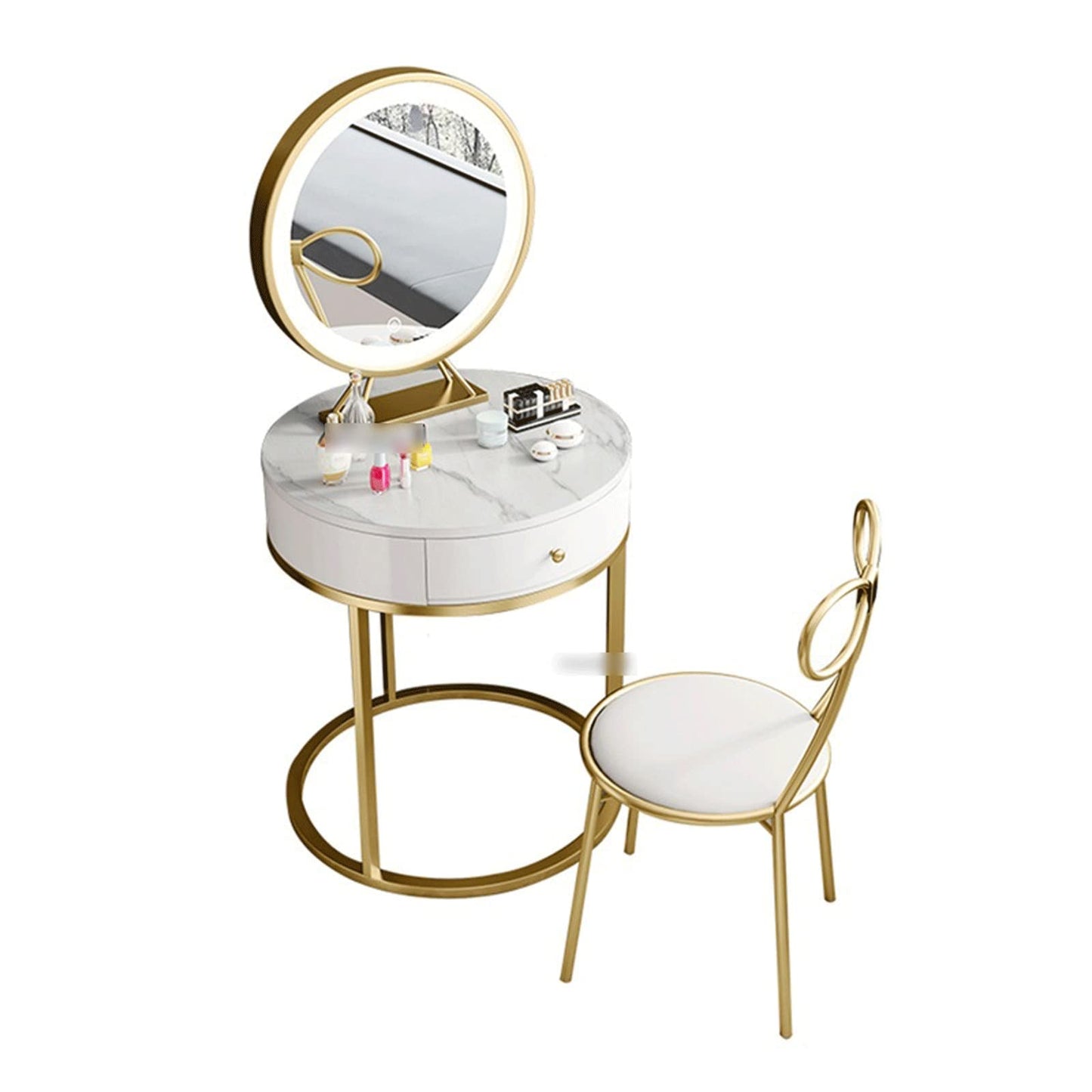 Make-up Schminktisch Kunstfell Lampe Kommode Schlafzimmer Modern Platzsparend Schiefer Finish Möbel Schminktisch Set