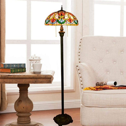 WKXTECZT Ständer im Tiffany-Stil, 16 Zoll, Tiffany-Stil, 64 Zoll, großes Retro-Buntglas, 2-flammig, antiker Sockel für Schlafzimmer, Leselampe E27