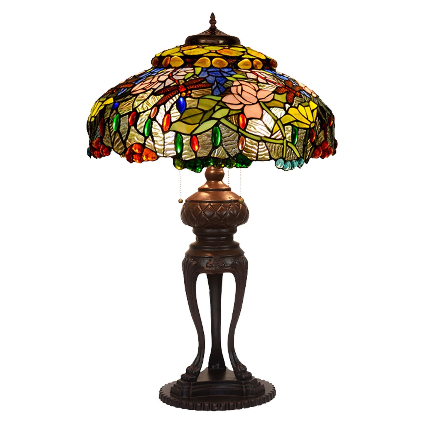 Tiffany Stil Tischlampe Glasmalerei Kupfer Nachttischlampe Dekorativ Warm Licht Schlafzimmer Wohnzimmer Arbeitszimmer Lampe