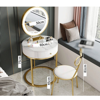 Make-up Schminktisch Kunstfell Lampe Kommode Schlafzimmer Modern Platzsparend Schiefer Finish Möbel Schminktisch Set