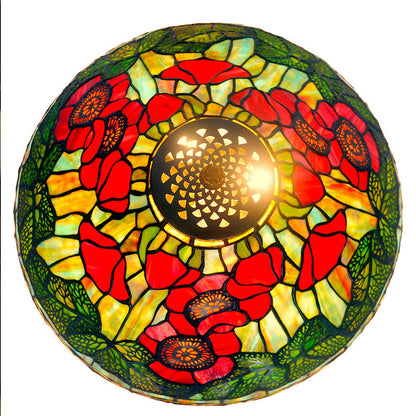 CAPXXIN Tiffany Retro Tischlampe Buntglas Mohnblumen Design Vintage Nachttischlampe Schlafzimmer Wohnzimmer Zinklegierung Handgefertigt